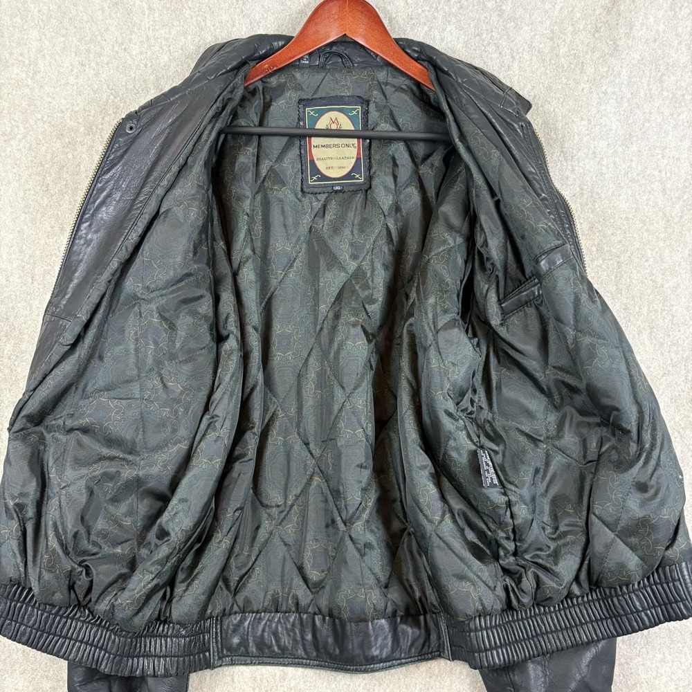 Vintage Members Only Soft Leather Jacket Mens XL Black Bomber 90s Oversized Moto - Picture 9 of 14